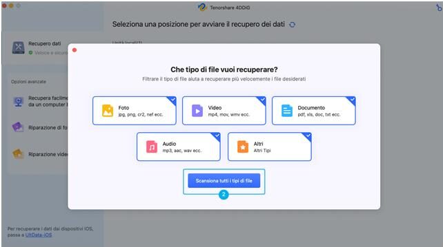 scansiona tutti i file